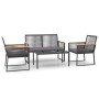 Garden furniture set with cushions, 4 pieces, black steel by vidaXL, Garden sets - Ref: Foro24-360092, Price: 411,99 €, Disco...