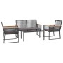 Garden furniture set with cushions, 4 pieces, black steel by vidaXL, Garden sets - Ref: Foro24-360092, Price: 411,99 €, Disco...