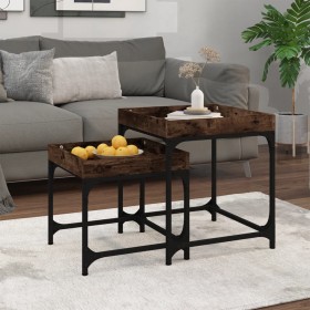 Side tables 3 units smoked oak plywood by vidaXL, Coffee table - Ref: Foro24-823284, Price: 49,99 €, Discount: %