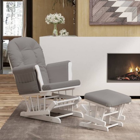 Nursing chair with stool light gray fabric by vidaXL, Rocking chairs - Ref: Foro24-351662, Price: 283,68 €, Discount: %