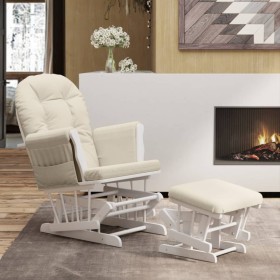 Nursing chair with cream white fabric stool by vidaXL, Rocking chairs - Ref: Foro24-351663, Price: 252,83 €, Discount: %