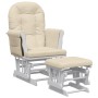 Sillón de lactancia con taburete tela blanco crema de vidaXL, Mecedoras - Ref: Foro24-351663, Precio: 252,62 €, Descuento: %