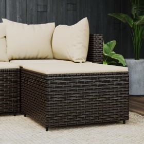 Gartenhocker mit braunem synthetischem Rattankissen von vidaXL, Hocker für den Außenbereich - Ref: Foro24-319756, Preis: 34,9...