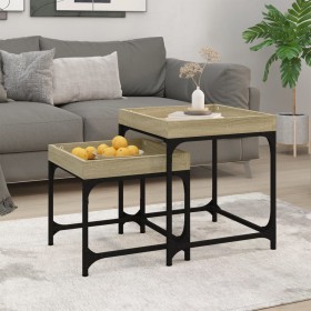 2 oak Sonoma plywood side tables by vidaXL, Coffee table - Ref: Foro24-823283, Price: 50,99 €, Discount: %