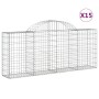 Gabion baskets 15 pcs arch shape iron 200x30x80/100 cm by vidaXL, Pots and planters - Ref: Foro24-3146102, Price: 898,85 €, D...