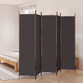 Divider screen with 5 brown fabric panels 250x200 cm by vidaXL, Room dividers - Ref: Foro24-350187, Price: 42,99 €, Discount: %