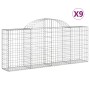 Gabion baskets 9 units, arched shape, iron, 200x30x80/100 cm by vidaXL, Pots and planters - Ref: Foro24-3146096, Price: 543,9...