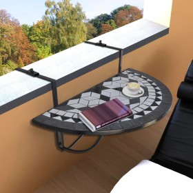 Black and White Mosaic Hanging Balcony Table by vidaXL, Garden tables - Ref: Foro24-41125, Price: 76,99 €, Discount: %