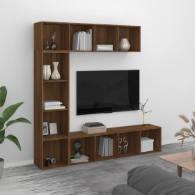 Set of shelving/TV stand 3 pieces brown oak 180x30x180 cm by vidaXL, Bookcases and shelves - Ref: Foro24-3152715, Price: 195,...