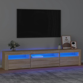 Mueble de TV con luces LED roble Sonoma 195x35x40 cm de vidaXL, Muebles TV - Ref: Foro24-3152740, Precio: 122,94 €, Descuento: %