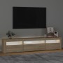 Mueble de TV con luces LED roble Sonoma 195x35x40 cm de vidaXL, Muebles TV - Ref: Foro24-3152740, Precio: 122,80 €, Descuento: %