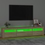 Mueble de TV con luces LED roble Sonoma 195x35x40 cm de vidaXL, Muebles TV - Ref: Foro24-3152740, Precio: 122,80 €, Descuento: %