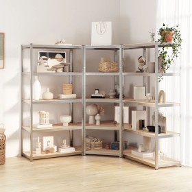 Sturdy shelves 5 levels 3 units plywood and steel by vidaXL, Industrial shelving - Ref: Foro24-3154206, Price: 191,29 €, Disc...