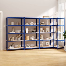 Shelving 5 levels 4 units steel and blue plywood by vidaXL, Industrial shelving - Ref: Foro24-3154176, Price: 191,99 €, Disco...