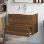 Mueble de baño con lavabo madera contrachapada marrón roble de vidaXL, Tocadores de baño - Ref: Foro24-3152872, Precio: 212,4...