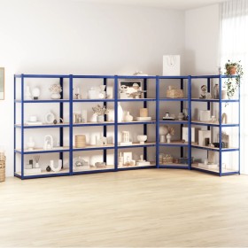 Shelving 5 levels 5 units steel and blue plywood by vidaXL, Industrial shelving - Ref: Foro24-3154186, Price: 269,61 €, Disco...