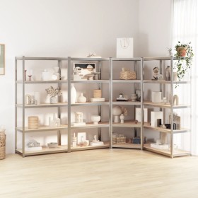 Shelving 5 levels 4 units steel plywood silver by vidaXL, Industrial shelving - Ref: Foro24-3154181, Price: 202,06 €, Discoun...