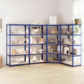 Shelving 5 levels 4 units steel and blue plywood by vidaXL, Industrial shelving - Ref: Foro24-3154197, Price: 225,54 €, Disco...