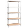 5-level shelf, 5 units, steel, plywood, silver by vidaXL, Industrial shelving - Ref: Foro24-3154182, Price: 231,45 €, Discoun...