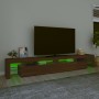 Mueble de TV con luces LED marrón roble 260x36,5x40 cm de vidaXL, Muebles TV - Ref: Foro24-3152785, Precio: 174,94 €, Descuen...