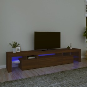 TV cabinet with LED lights oak brown 215x36.5x40 cm by vidaXL, TV Furniture - Ref: Foro24-3152801, Price: 167,34 €, Discount: %