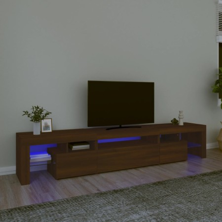 TV cabinet with LED lights oak brown 215x36.5x40 cm by vidaXL, TV Furniture - Ref: Foro24-3152801, Price: 164,92 €, Discount: %