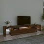 TV cabinet with LED lights oak brown 215x36.5x40 cm by vidaXL, TV Furniture - Ref: Foro24-3152801, Price: 164,92 €, Discount: %