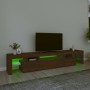 TV cabinet with LED lights oak brown 215x36.5x40 cm by vidaXL, TV Furniture - Ref: Foro24-3152801, Price: 164,92 €, Discount: %