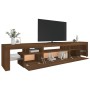 TV cabinet with LED lights oak brown 215x36.5x40 cm by vidaXL, TV Furniture - Ref: Foro24-3152801, Price: 164,92 €, Discount: %