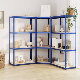 Shelving 4 levels 3 units steel and blue plywood by vidaXL, Industrial shelving - Ref: Foro24-3154148, Price: 127,86 €, Disco...