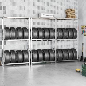 Tire shelves 2 levels 3 units steel 110x40x180 cm by vidaXL, Industrial shelving - Ref: Foro24-3154232, Price: 161,99 €, Disc...