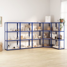 Shelving 4 levels 5 units steel and blue plywood by vidaXL, Industrial shelving - Ref: Foro24-3154150, Price: 198,99 €, Disco...