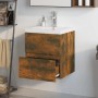 Mueble de baño con lavabo madera de ingeniería roble ahumado de vidaXL, Tocadores de baño - Ref: Foro24-3152861, Precio: 151,...