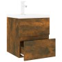 Mueble de baño con lavabo madera de ingeniería roble ahumado de vidaXL, Tocadores de baño - Ref: Foro24-3152861, Precio: 151,...