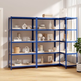 5-level shelf, 3 units, steel and plywood in blue color. by vidaXL, Industrial shelving - Ref: Foro24-3154175, Price: 153,97 ...