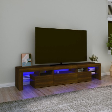 TV cabinet with LED lights oak brown 200x36.5x40 cm by vidaXL, TV Furniture - Ref: Foro24-3152817, Price: 150,66 €, Discount: %