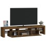 Mueble de TV con luces LED marrón roble 200x36,5x40 cm de vidaXL, Muebles TV - Ref: Foro24-3152817, Precio: 150,66 €, Descuen...