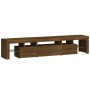 TV cabinet with LED lights oak brown 200x36.5x40 cm by vidaXL, TV Furniture - Ref: Foro24-3152817, Price: 150,66 €, Discount: %