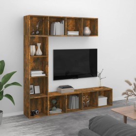 Shelf/TV cabinet set 3 pieces smoked oak 180x30x180 cm by vidaXL, Bookcases and shelves - Ref: Foro24-3152713, Price: 197,24 ...