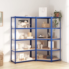 Shelving 5 levels 2 units steel and blue plywood by vidaXL, Industrial shelving - Ref: Foro24-3154195, Price: 131,99 €, Disco...