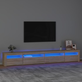 Mueble de TV con luces LED roble Sonoma 270x35x40 cm de vidaXL, Muebles TV - Ref: Foro24-3152748, Precio: 178,99 €, Descuento: %