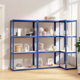 Shelving 4 levels 3 units steel and blue plywood by vidaXL, Industrial shelving - Ref: Foro24-3154139, Price: 112,99 €, Disco...