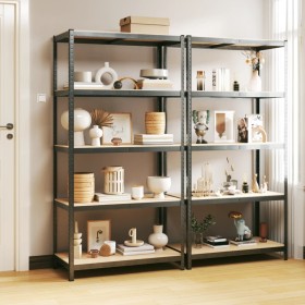 Sturdy 5-level shelves, 2 units, plywood and steel by vidaXL, Industrial shelving - Ref: Foro24-3154204, Price: 139,99 €, Dis...