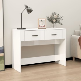 Mesa consola madera contrachapada blanco brillante 100x39x75 cm de vidaXL, Mesas - Ref: Foro24-816778, Precio: 70,47 €, Descu...