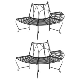 Halbrunde Gartenbank 2 Stück aus schwarzem Stahl Ø159 von vidaXL, Gartenbänke - Ref: Foro24-3095717, Preis: 328,99 €, Rabatt: %