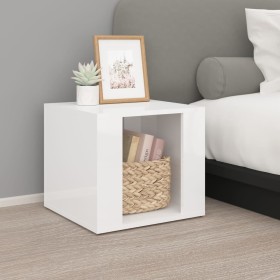 Glossy white plywood nightstand 41x40x36 cm by vidaXL, Nightstands - Ref: Foro24-816546, Price: 31,81 €, Discount: %