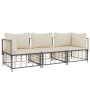 Gartenmöbel-Set 3-teilig anthrazitfarbene PE-Rattankissen von vidaXL, Outdoor-Sofas - Ref: Foro24-3186694, Preis: 247,25 €, R...