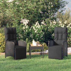 Reclining garden chairs with cushions 2 pcs black PE rattan by vidaXL, Garden chairs - Ref: Foro24-319892, Price: 340,28 €, D...