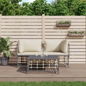 Garden furniture set 3 pieces anthracite PE rattan cushions by vidaXL, Outdoor sofas - Ref: Foro24-3186692, Price: 240,85 €, ...