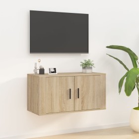 Mueble para TV de pared roble Sonoma 80x34,5x40 cm de vidaXL, Muebles TV - Ref: Foro24-816627, Precio: 65,35 €, Descuento: %